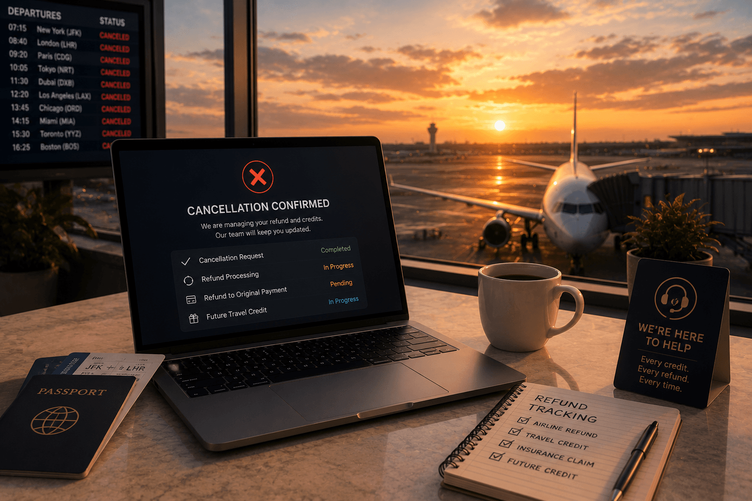 Flight cancellation support for refunds and credits