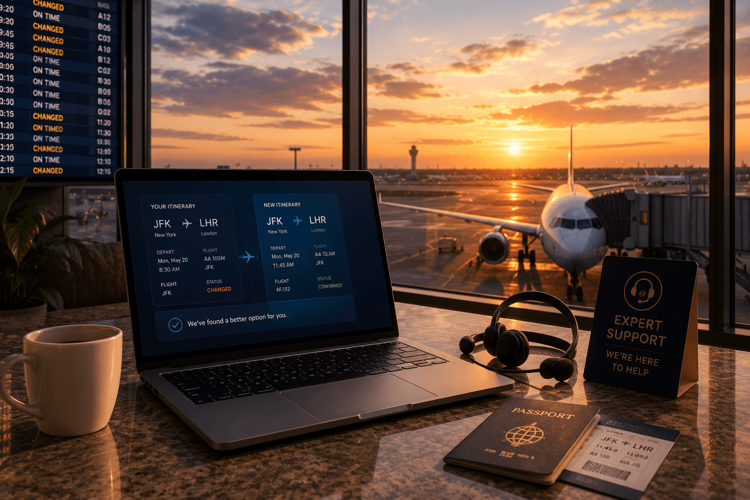 Flight change assistance and rebooking support